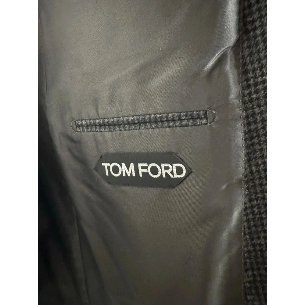 Tom Ford Gray Houndstooth Tweed Peak Lapel Blazer Sportcoat 54 44R Windsor